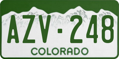 CO license plate AZV248