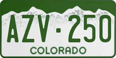 CO license plate AZV250