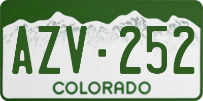 CO license plate AZV252