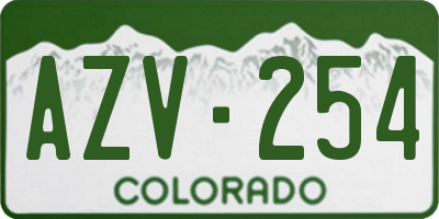 CO license plate AZV254