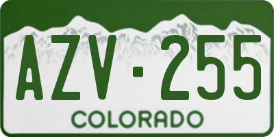 CO license plate AZV255