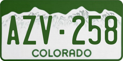 CO license plate AZV258