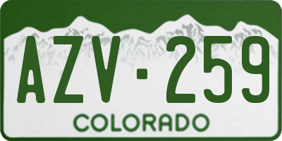 CO license plate AZV259