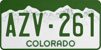 CO license plate AZV261