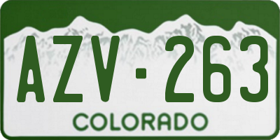 CO license plate AZV263