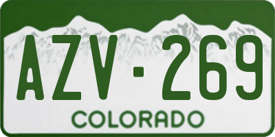 CO license plate AZV269