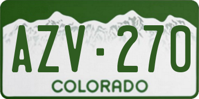 CO license plate AZV270