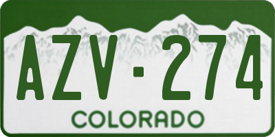 CO license plate AZV274