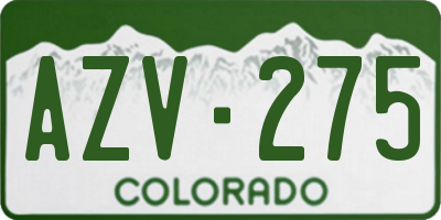 CO license plate AZV275