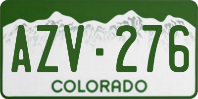 CO license plate AZV276