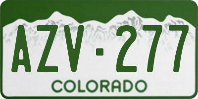 CO license plate AZV277