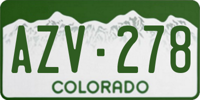 CO license plate AZV278