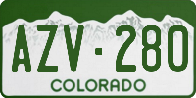 CO license plate AZV280