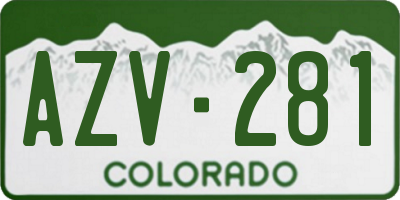 CO license plate AZV281