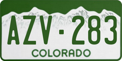 CO license plate AZV283