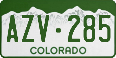 CO license plate AZV285