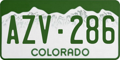 CO license plate AZV286