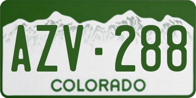 CO license plate AZV288