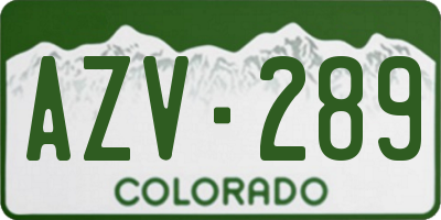 CO license plate AZV289