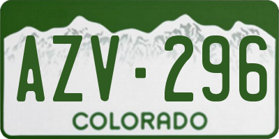 CO license plate AZV296