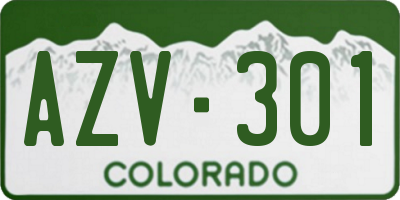 CO license plate AZV301