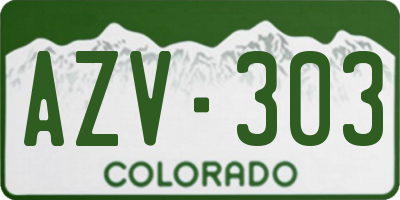 CO license plate AZV303