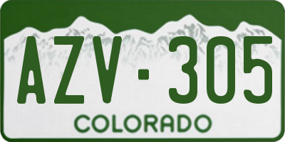 CO license plate AZV305