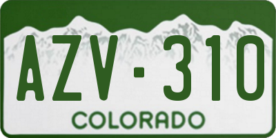 CO license plate AZV310