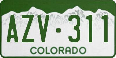 CO license plate AZV311