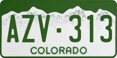 CO license plate AZV313