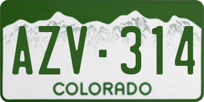 CO license plate AZV314