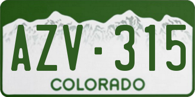 CO license plate AZV315