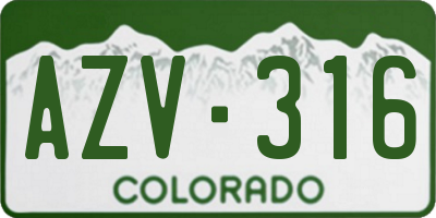 CO license plate AZV316