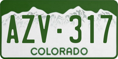 CO license plate AZV317