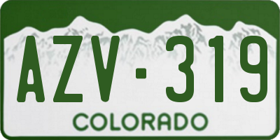 CO license plate AZV319