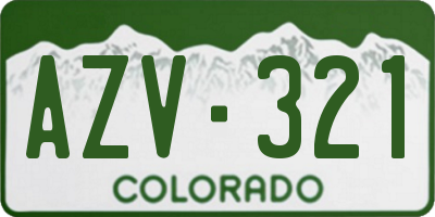 CO license plate AZV321