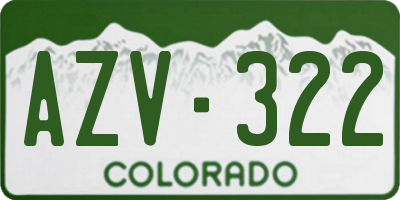 CO license plate AZV322