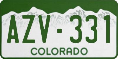 CO license plate AZV331