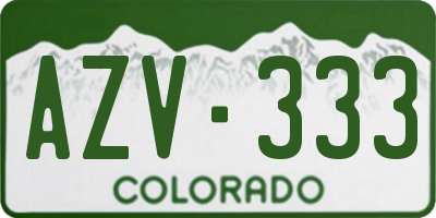 CO license plate AZV333