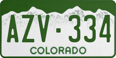 CO license plate AZV334