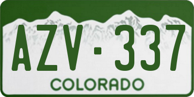 CO license plate AZV337