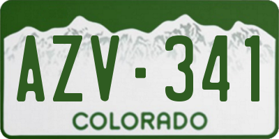 CO license plate AZV341