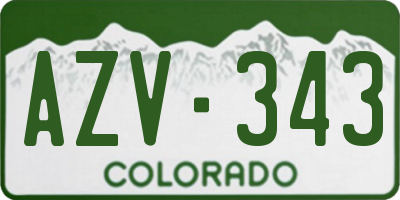 CO license plate AZV343