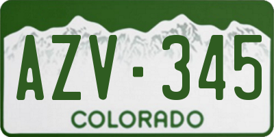 CO license plate AZV345