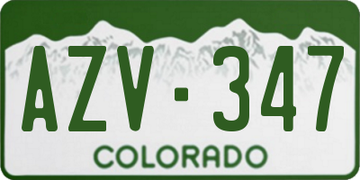 CO license plate AZV347