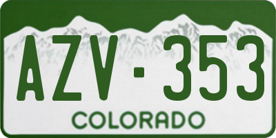 CO license plate AZV353