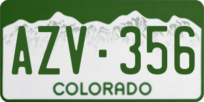 CO license plate AZV356