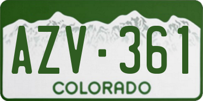 CO license plate AZV361