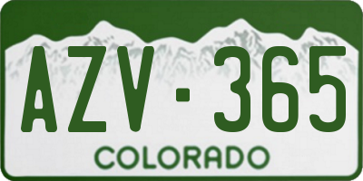 CO license plate AZV365