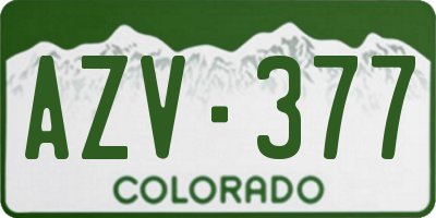 CO license plate AZV377